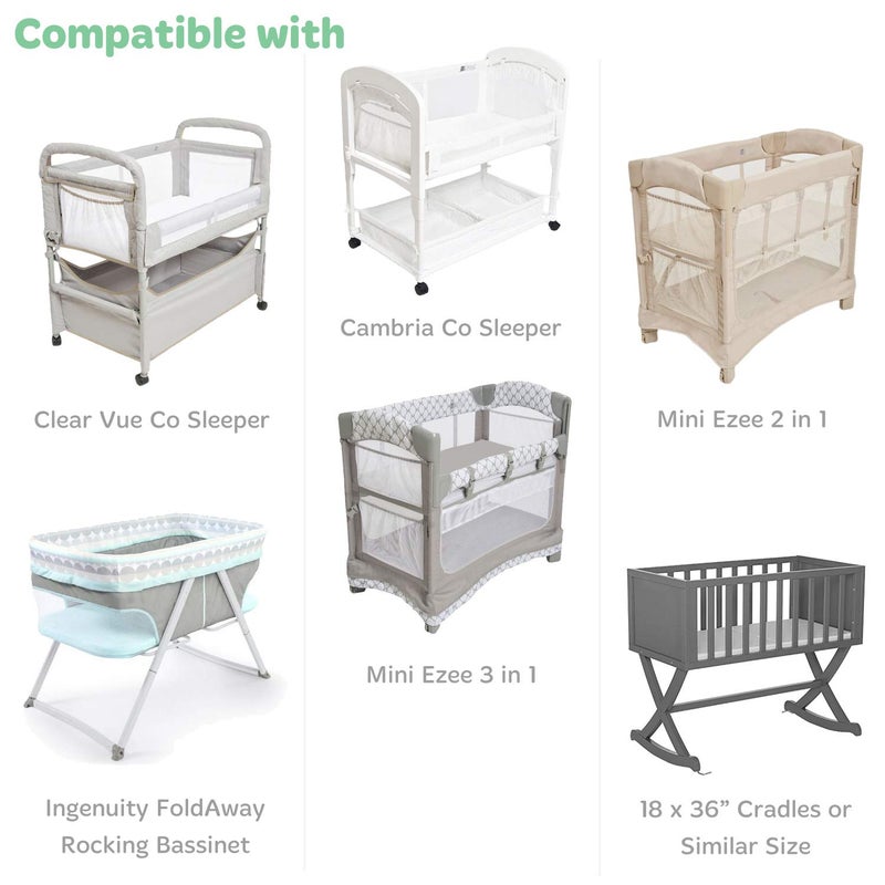 Cuddly Cubs Cradle Sheets Fitted 18 x 36 - Compatible with Arms Reach Co Sleeper Clear Vue, Cambria, Mini Ezee Bassinets - Fits Without Bunching Mattress - Snuggly Soft Jersey Cotton - Heather Grey - 2 Pack - Image 2